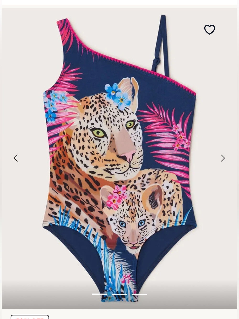 Monsoon Asymmetrical Tropical Leopard Print One-Piece Swimsuit